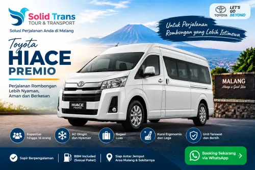 Toyota Hiace Premio armada rental mobil Malang Solidtrans